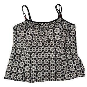 A‎ Shore Fit Daisy Chain Tankini Top Black White D E Cup Solutions Size 24W NEW